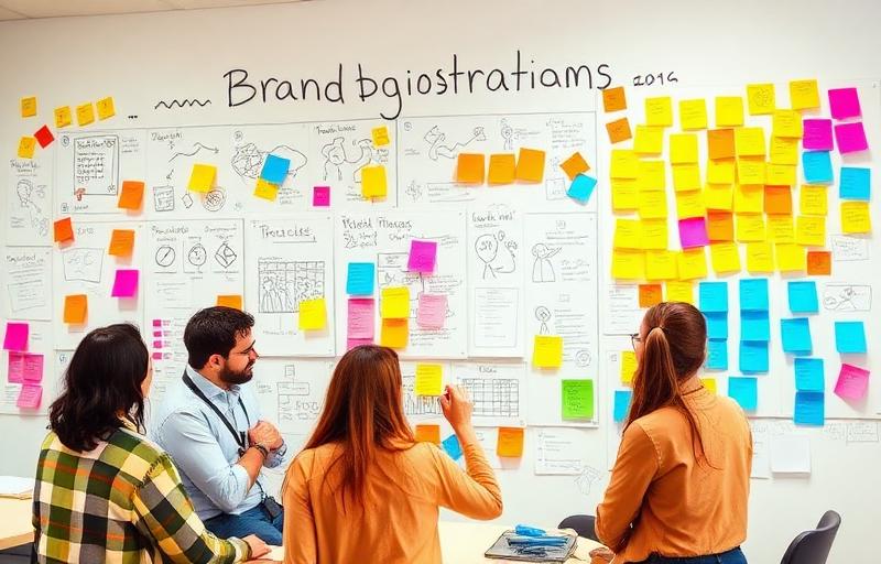 Creative brainstorming session with mood boards and team collaboration